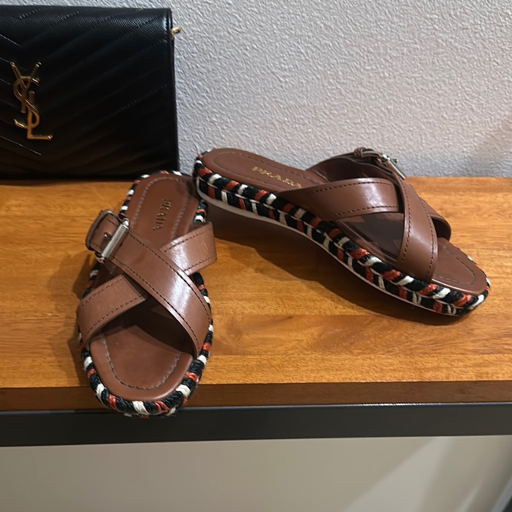 Prada Brown Espadrilles with Leather Straps